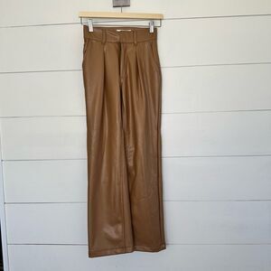 Abercrombie & Fitch Women’s 23 Brown Faux Leather Wide Leg Pants New NWT